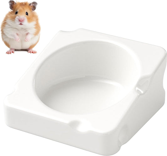 mini&moe Hamster Food Bowl - Ceramic Guinea Pig Bowl Chew-Proof Small Pet Anti-Turning Food & Water Feeding Dish for Rabbit, Gerbils, Mice, Rats, Chinchillas - 4.3in Cute Cheese-Shaped