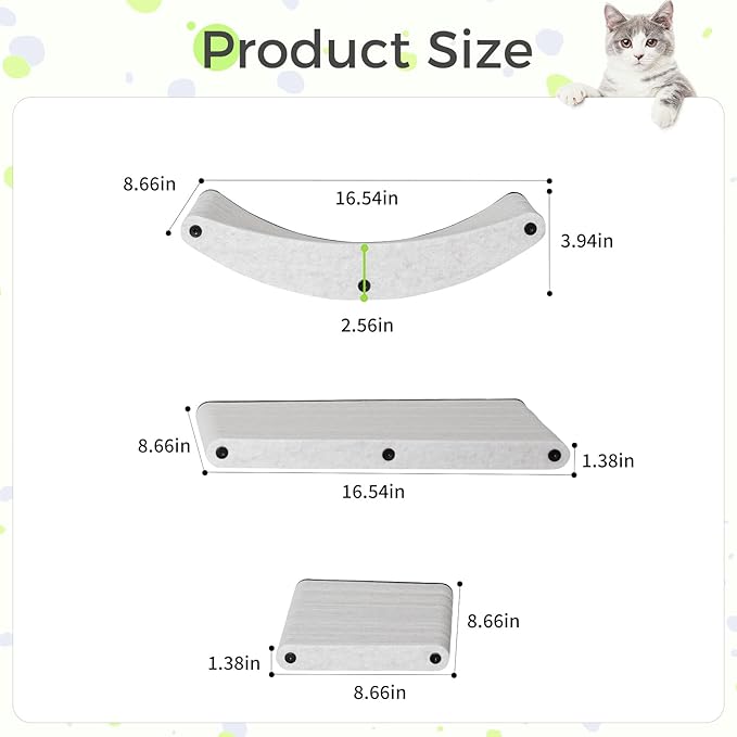 Cat Wall Shelves Stable Wall-Mounted Cats Shelves and Perches - 3-in-1 Cat Playground Furniture Set for Climbing Resting - Suitable for Small to Large Indoor Cats (Beige)
