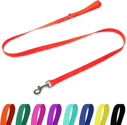 Waterproof Dog Leash, 5/6 FT Durable Odor-Proof Dog Leashes with Strong Metal Hooks Fits Small Medium or Large Dogs (Orange, 5FT - 3/4 inch Width)