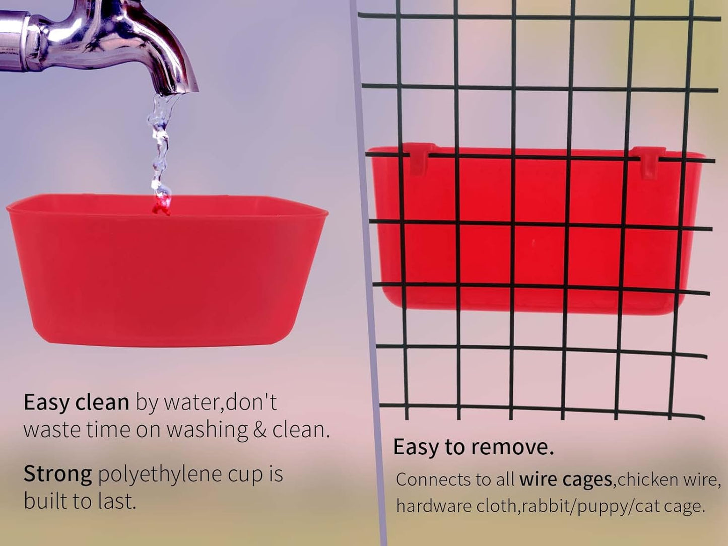 26 Pack Rabbit Feeder Waterer Chicken 21 oz Food Water Cage Cups Puppy Cat Hanging Feeding Dish Coop Bowl Watering Container Treats Drinker for Pigeon Bird Bath Basin Hamster Bed