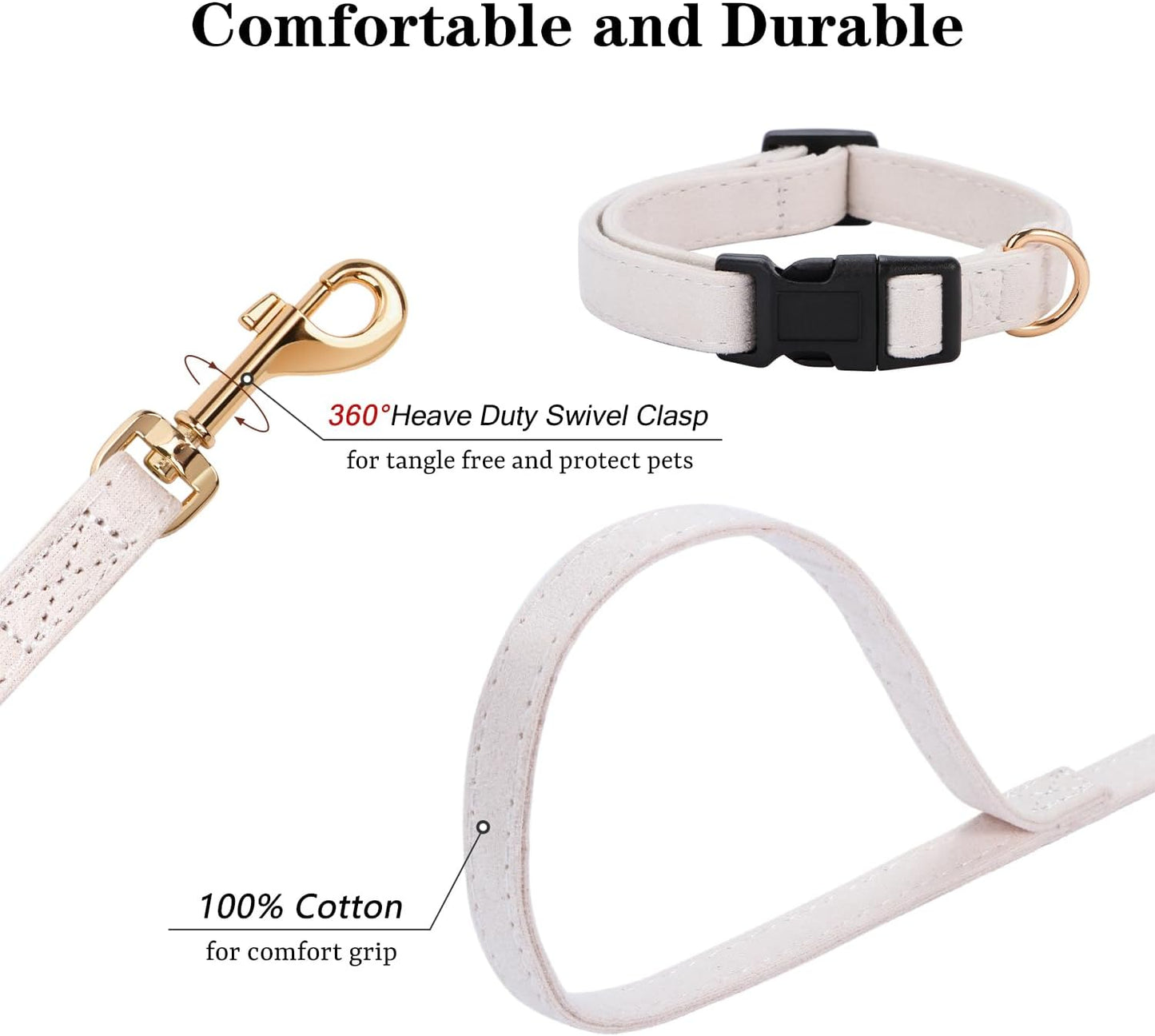 No Pull Dog Harness- Lightweight, Soft, Adjustable Small Harness Collar and Leash Set, Suitable for Cats Puppy Small and Medium-Sized Dog Outdoor Training and Running (Beige, XS)