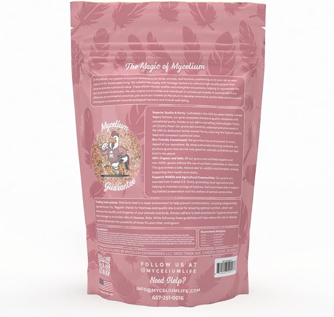 Mycelium Pet Bird Superfood | Bird Seed for Parakeets, Finches, Canaries | Vitamin-Enhanced Mix with Egg, Millet, Canary Seed, & Kelp | Feather & Molting Support | Organic & Non-GMO 5 lb Bag