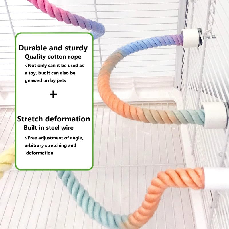 2Pcs Rope Perches for Bird Cages, Rope Perch for Parrots, Cockatiels & Parakeets, Bird Cage Accessories(S)