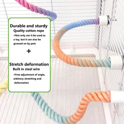 2Pcs Rope Perches for Bird Cages, Rope Perch for Parrots, Cockatiels & Parakeets, Bird Cage Accessories(S)