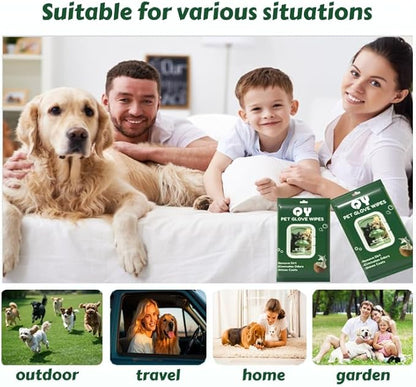 20-Pack Extra Thick Pet Cleaning Glove Wipes with Lid | Value Pack Dog & Cat Grooming Gloves | Rinse-Free Bath Wipes with Coconut, Aloe & Jojoba for Odor Control & Daily Care