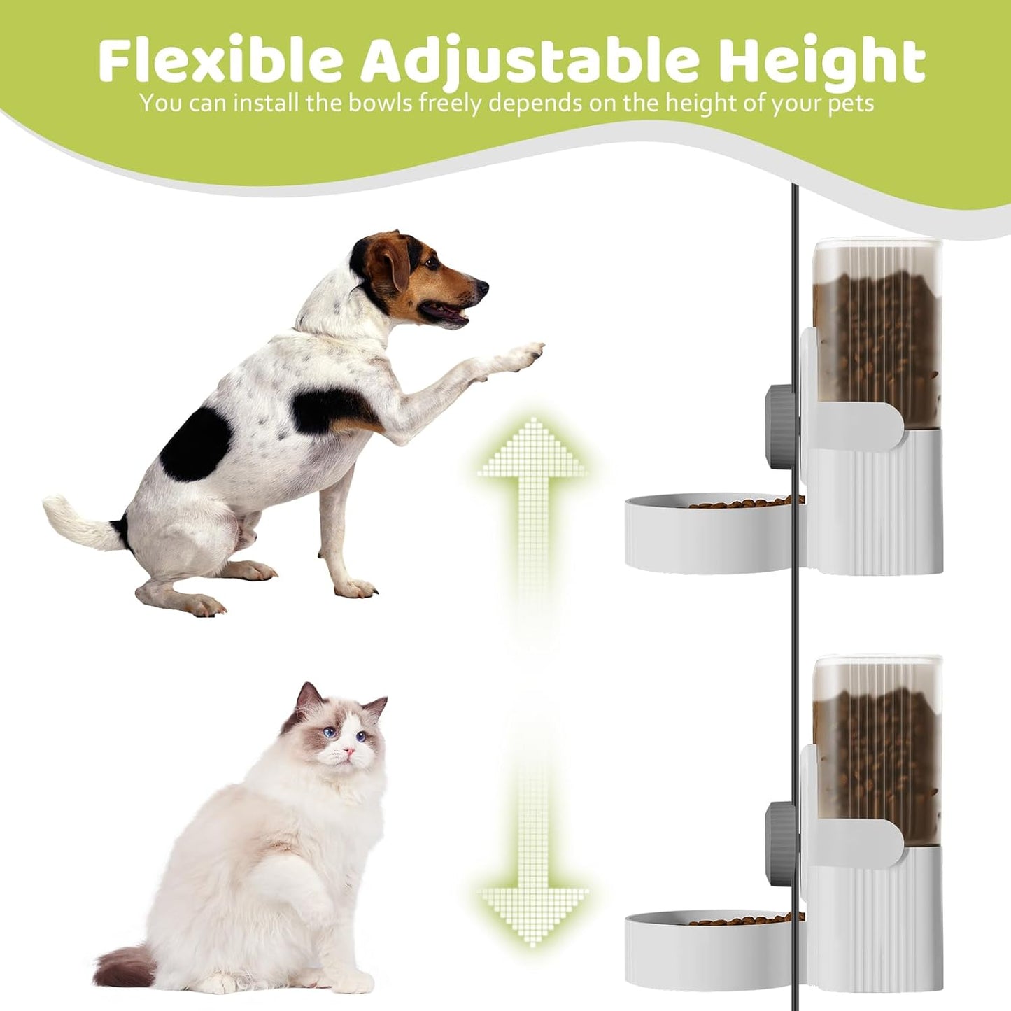 Hanging Cage Automatic Small Pet Food Bowl Water Bottle Dispenser, 1L Auto Gravity Pet Feeder and Waterer Set Kennel Feeding Station Crate Feeder Dish for Rabbit Puppy Cats Ferret (Grey)