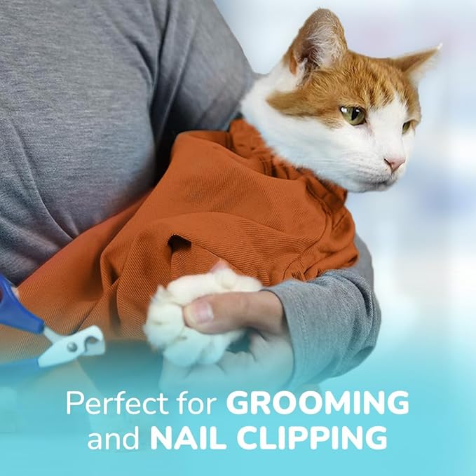 Cat-in-the-Bag Cozy Comfort Carrier - Extra Large Caramel Pet Carrier for Cat and Cat Restraint for Medication Administration, Nail Clipping, Travel, Vet Visits, and Dental Care