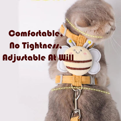 Cat Harness and Leash Set, Cat Harness Escape Proof, Rabbit Harness and Leash Set, Costumes for Cats and Bunny (A, Small)