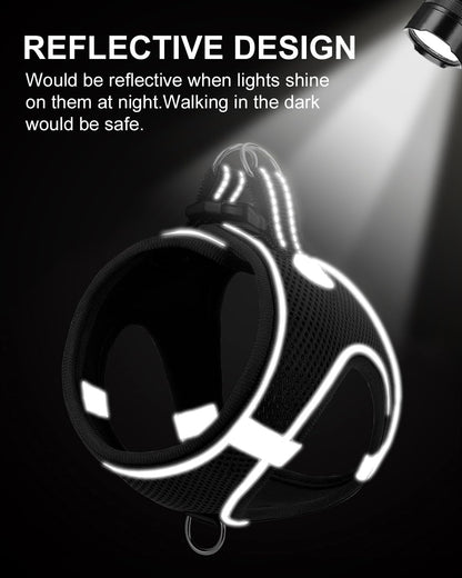 Joytale Small Dog Harness, Breathable Mesh Step-in Vest, Reflective Soft Padded Harnesses for Medium Dogs, Black, XL