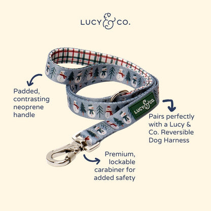 Lucy & Co. 5 Foot Designer Dog Leash for Small, Medium or Big Dogs or Puppies Puppy – Pet Accessories & Supplies- Large-Gray & White Snowman