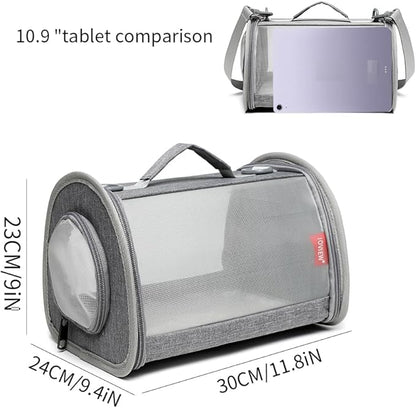 Guinea Pig Carrier Travel Small Animal Carrier Bag Lizard Bird Rabbit Carrier Cage Squirrel Breathable Bag Portable Travel Hamster Small Pet Hangbag (Large, Gray)