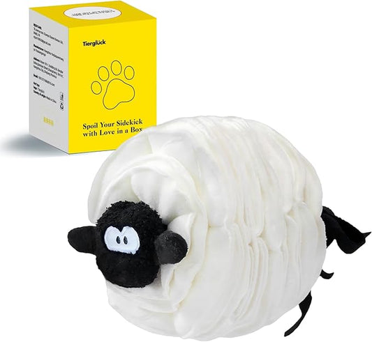 Sheep Shape Snuffle Ball for Dogs - Interactive Puzzle Toy & Treat Dispenser Mat, Slow Feeder to Relieve Puppy Boredom and Anxiety (Upgraded Squeaky)