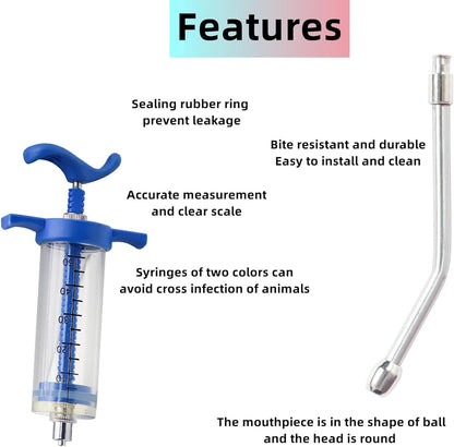 1Pcs Reusable Goats Syringe, Goats Feed water filler, Reusable, Drench Nozzle, for Bird, Cattle, Sheep, Goats, Horse, Pig, Dog Supplies, Pet Water Filler Tool (M-50ML)