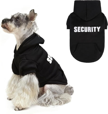 PUPTECK Security Dog Hoodie, Soft Warm Winter Pet Sweater Clothes, Puppy Cold Weather Coats Hooded Sweatshirt with Pocket, Dog Halloween Costume for Small Medium Large Dogs