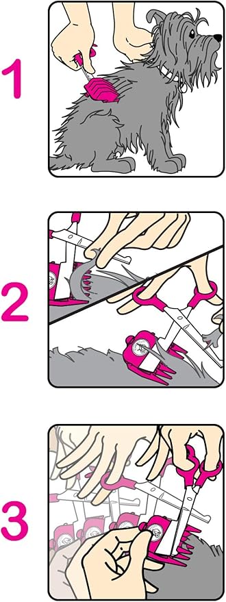 No Buzz Clipper + Dematting Comb by Scaredy Cut Silent Home Pet Grooming Kit, Pink, Right-Handed