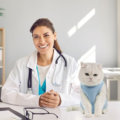 Avont Cat Recovery Suit - Kitten Onesie for Cats After Surgery, Cone of Shame Alternative Surgical Spay Suit for Female Cat, Post-Surgery or Skin Diseases Protection -Blue(L)