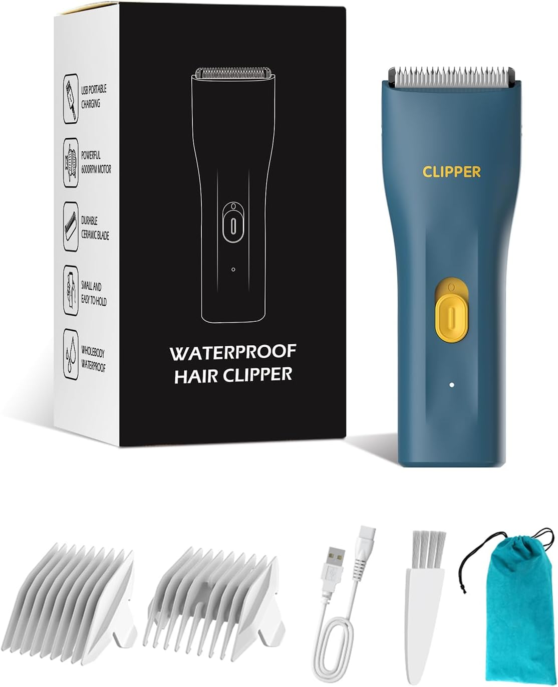 Prowerful Home Professional Dog Grooming Kit Clipper Low Noise USB Rechargeable Gifts for Dog Cat Green,TS006