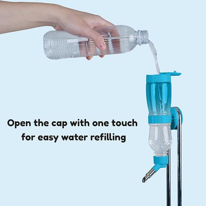 Leak-Proof Small Animal Water Bottle for Chinchillas, Birds, Hamsters, Guinea Pigs, Rabbits and Other Small Pets. (Blue, 8.12oz)