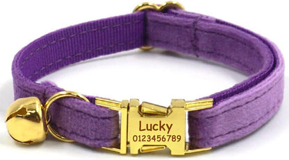 Cat Collar Personalized with Name Tag & Bells Optional Airtag Holder & Bow-tie Colorful Cute Cat Collars for Girls & Boys Cats Soft Durable Custom Kitten Collars for Small Large Cats (Deep Purple)