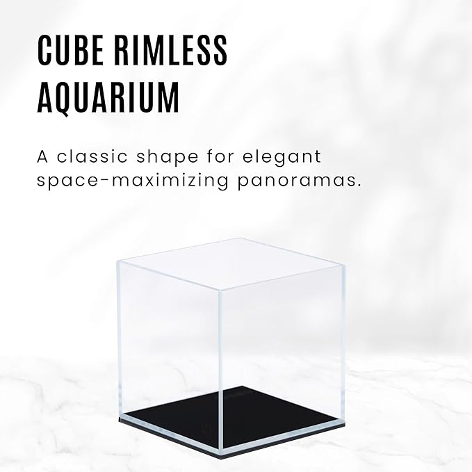 UNS Ultra Clear Rimless Tank - 33GAL | 125L - 19.68x19.68x19.68 | 50x50x50 CM, 8mm Glass Thickness, Leveling Mat Included - Low Iron, High Clarity Fish Tank w/ 45° Mitered Edge - [50C]