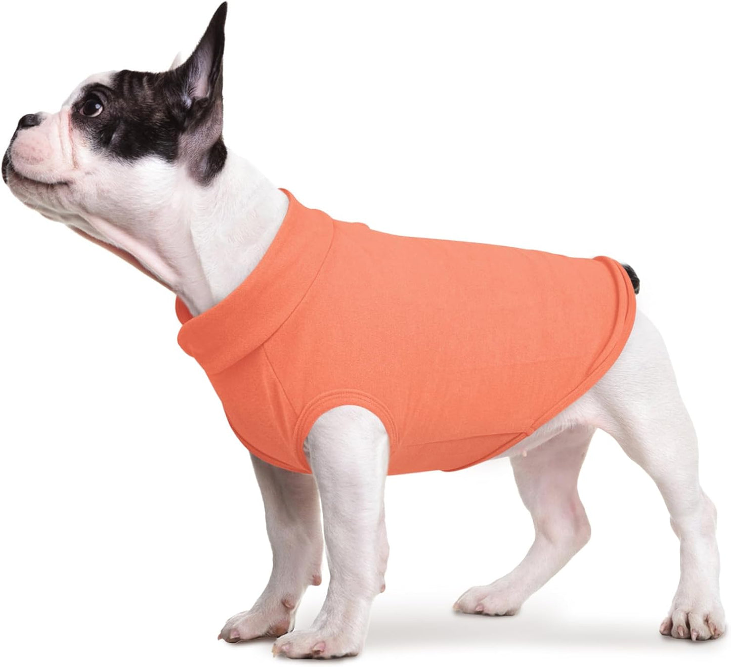 FUAMEY Dog Fleece Vest for Medium Dogs,Warm Stretchy Dog Sweatshirts Pullover with Leash Hole Dogs Sweater Soft Pet Turtleneck Cozy Pet Vest Lightweight Sleeveless Orange M