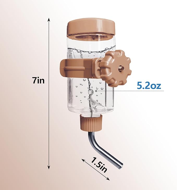LOS ANDES 5.2oz Hamster Water Bottle No-Drip Mice Water Dispenser Leak-Proof Water Feeder for Gerbils/Sugar Gliders/Rat, Small Pets Cage Water Bottles, 155ml, Orange