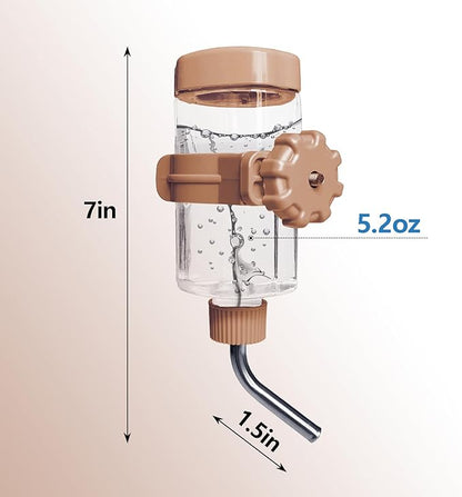 LOS ANDES 5.2oz Hamster Water Bottle No-Drip Mice Water Dispenser Leak-Proof Water Feeder for Gerbils/Sugar Gliders/Rat, Small Pets Cage Water Bottles, 155ml, Orange