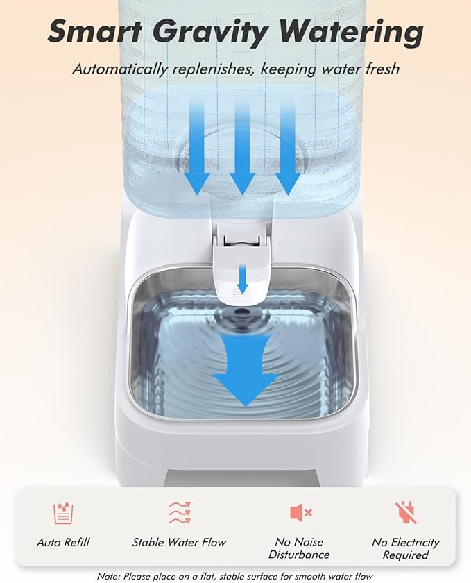 Automatic Dog Water Bowl Dispenser, 8L Gravity Cat Water Dispenser with Patented Valve, Elevated Stainless Steel Bowl, BPA-Free, Easy to Clean Pet Water Dispenser with Filter, Pet Waterer for Puppy