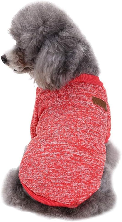 Jecikelon Dog Clothes Dogs Sweater Soft Puppies Clothing Winter Puppy Sweaters Warm Outfit for Dogs Small XXS XS Cat Apparel (Red, XXS)