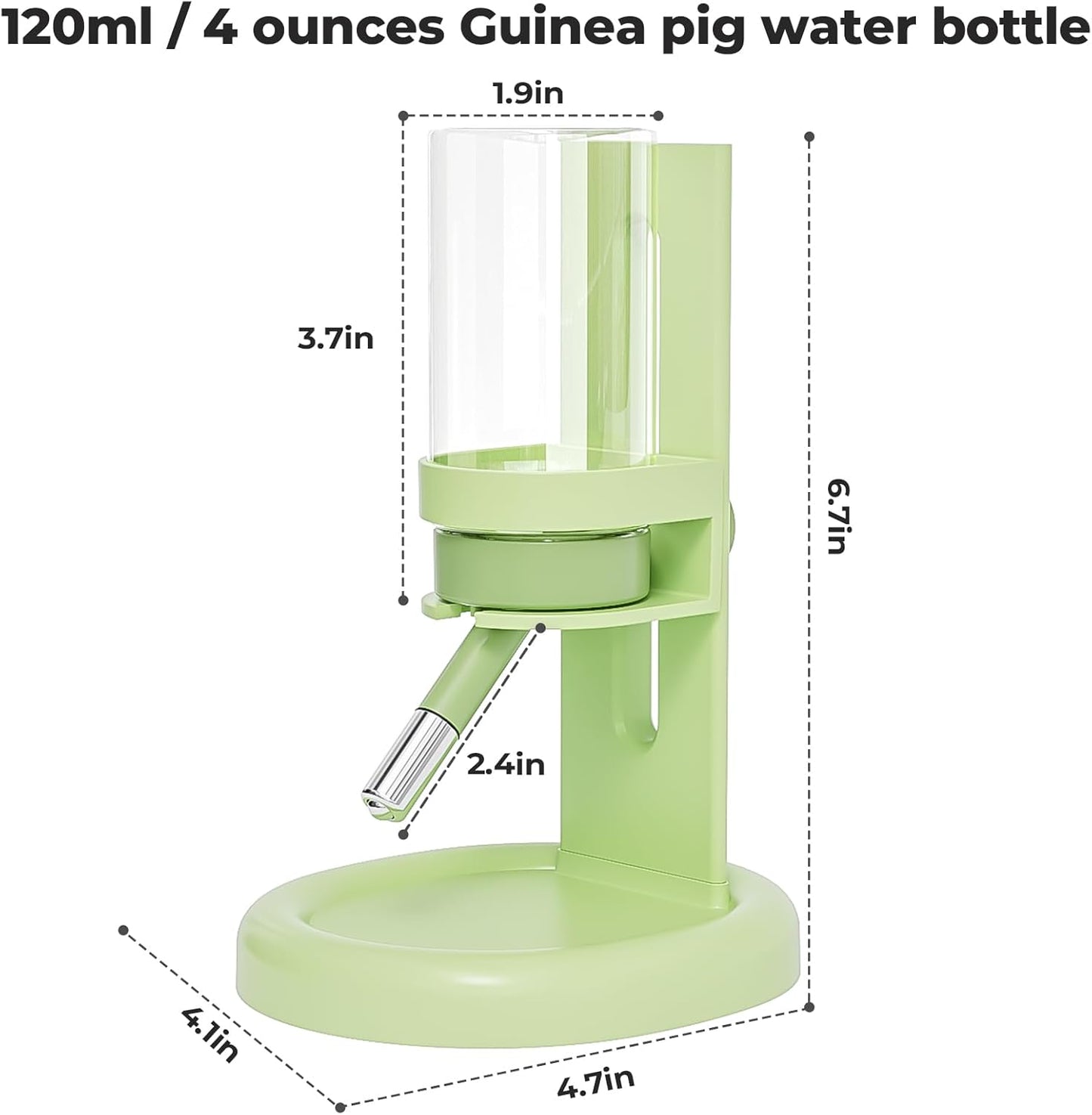 mini&moe Hamster Water Bottle No Drip – 4 oz Guinea Pig Water Bottle for Glass Tank with Adjustable Stand, Leak Proof Small Animal Water Dispenser for Cage for Gerbil Chinchilla Ferret Hedgehog
