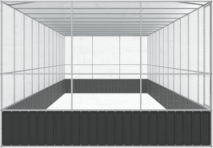 Galvanized Steel Large Flight King Bird Cage with Extension, Steel Outdoor Aviary, Outdoor Indoor Large Bird Cage Aviary Pet House for Cockatiels African Parakeets, 448.4"x120.9"x83.5",-318