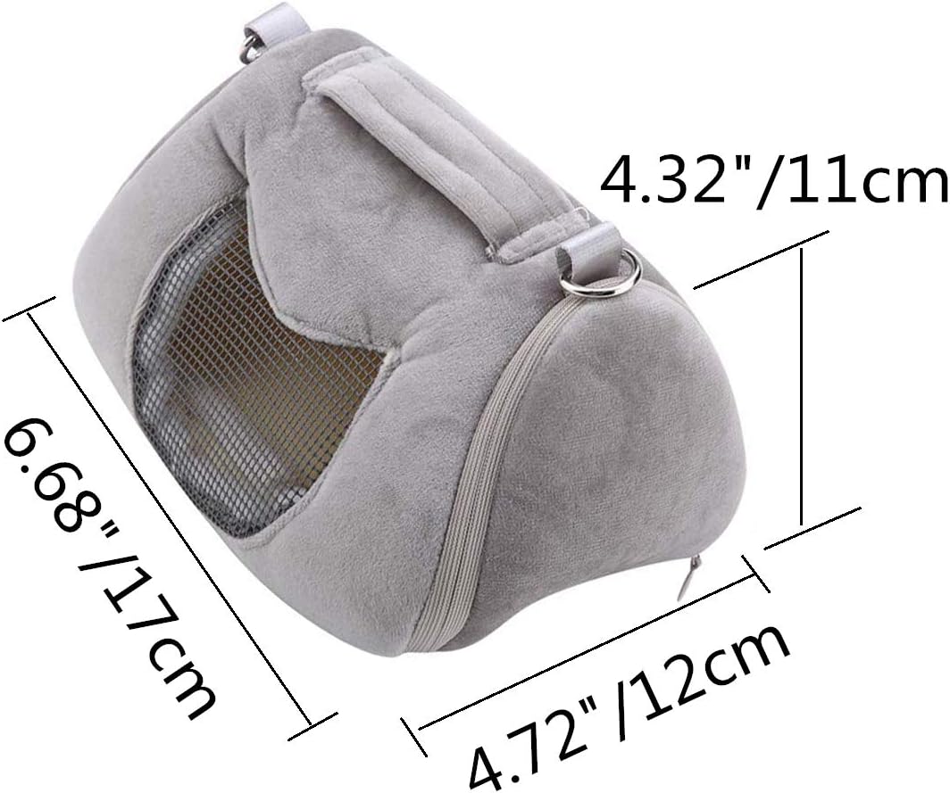 Wontee Hamster Carrier Bag Portable Outdoor Travel Handbag with Adjustable Single Shoulder Strap for Hamster Small Pets (Grey)