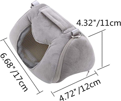 Wontee Hamster Carrier Bag Portable Outdoor Travel Handbag with Adjustable Single Shoulder Strap for Hamster Small Pets (Grey)