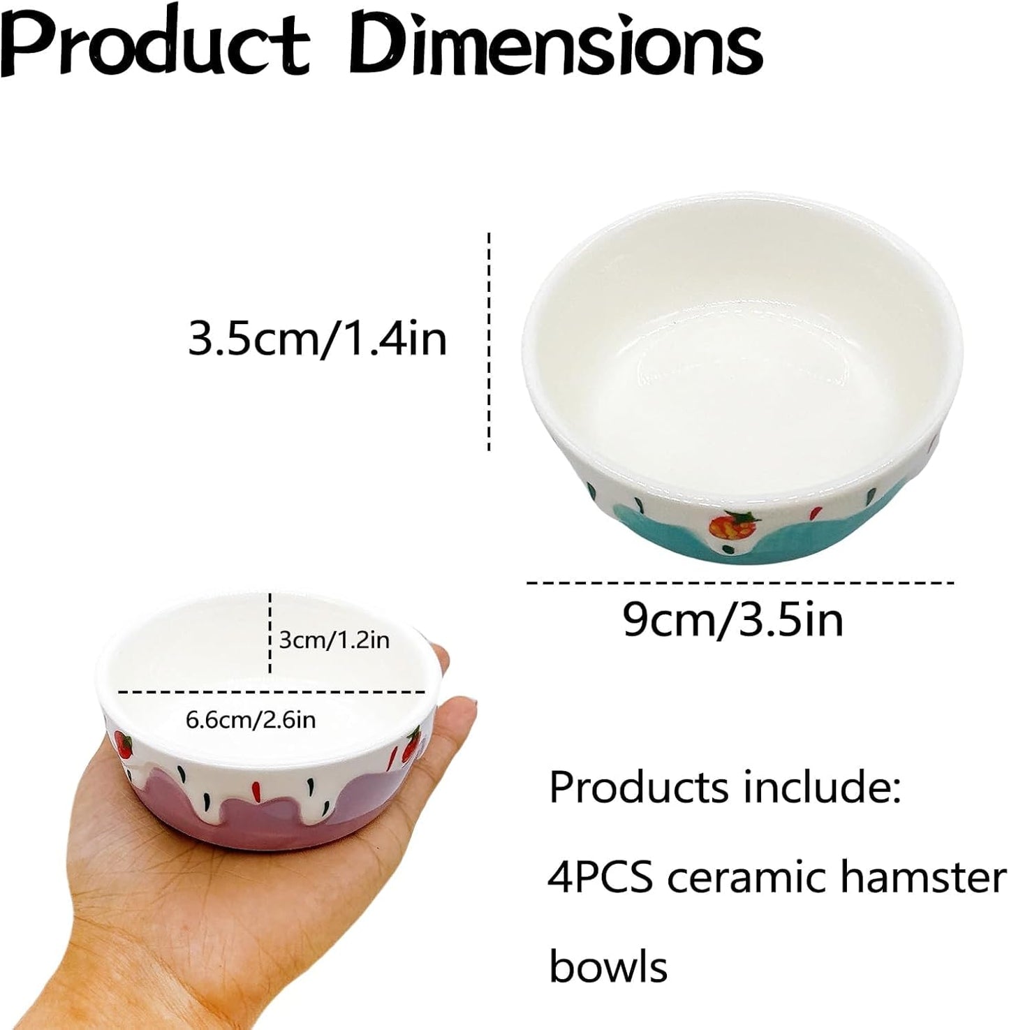 4 Pack Hamster Food Bowl Small Animals Ceramic Food Water Bowl Prevent Tipping Moving for Gerbil Chinchilla Hedgehog Rat