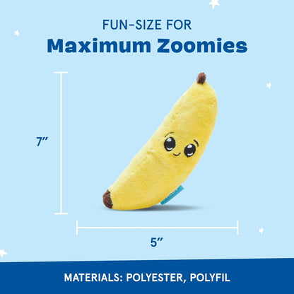 Barkbox Dog Toy 2 in 1 Interactive, Plush Exterior with Squeaker & Crinkle Material, Tearable Dog Toy with Squeaky Spikey Ball Inside, Ideal for Toy Destroyers - Go Bananas, Small