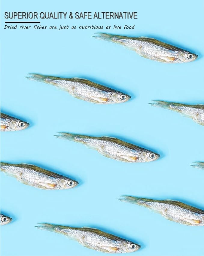 7 OZ Dried River Fish - 100% Natural Food for Turtles, Terrapins, Cats, Reptiles, Large Tropicals,Rodents
