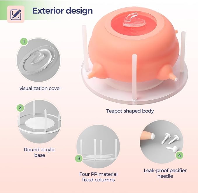 Nursing Nipple for Kittens,Puppy Milk feeders for Multiple Puppies with 4 Nipples & Support Base,Smooth Flow Nipple for Kittens,Ideal Replacement for Nursing Bottle kit,200ml Capacity(Pink)