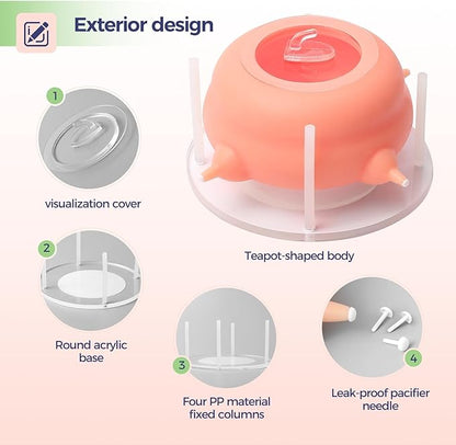 Nursing Nipple for Multiple Kittens, Puppy Feeders for Multiple Puppies with Support Base,Smooth Flow Nipple for Puppies,Ideal Replacement for Kitten Bottle Feeding Kit,400ml Capacity(Pink)