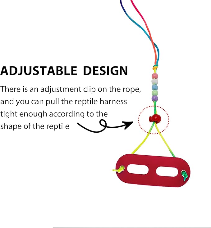 AIITLE Adjustable Bearded Dragon Harness Set - Soft, 3-Size Reptile Leash for Crested Geckos, Iguanas, Guinea Pigs, Rats (Indoor/Outdoor Use, Camping, Parties),Red