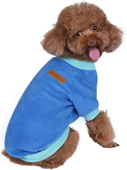 GreenJoy Classic Fleece Dog Sweater – Soft & Warm Stretchy Sweatshirt for Small Dogs & Cats, Cold-Weather Pullover for Everyday Wear (Dark Blue, Large/X-Large)