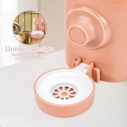 Rypet Hanging Rabbit Water Bottle Cage, 21oz Guinea Pig Water Bottle Dispenser, Automatic Small Pet Cage Water Feeder for Bunny Chinchilla Hamster Hedgehog Ferret Rat Gerbil Small Animal (Pink)