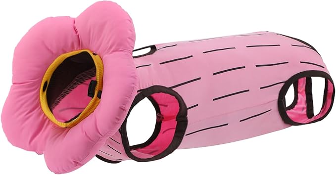 EMUST 2PCS Cat Recovery Suit and Cat Cone Collar Female, Cotton Breathable Cats Spay Recovery Suit, Adjustable Cute Flower Neck for Cats 8-16lb(Pink, L)