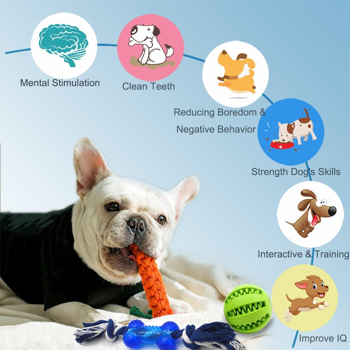 Beiker Dog Teething Chew Toys - 15 Pack Small Medium Breed Puppy Toy, Variety Dogs Rope Chew Toys Bundle for Boredom, Pet Interactive Squeaky Treat Dispensing Ball for Puppies