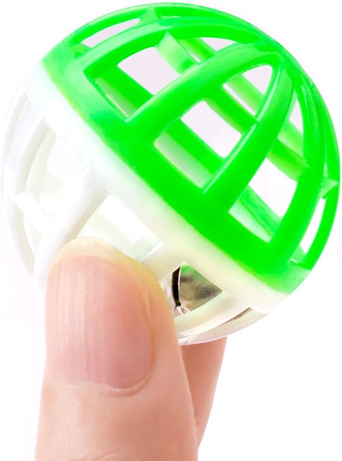 CHIWAVA 45PCS 1.6'' Cat Toy Ball with Bell Plastic Lattice Jingles Balls Kitten Chasing Pounce Rattle Toy Assorted Color