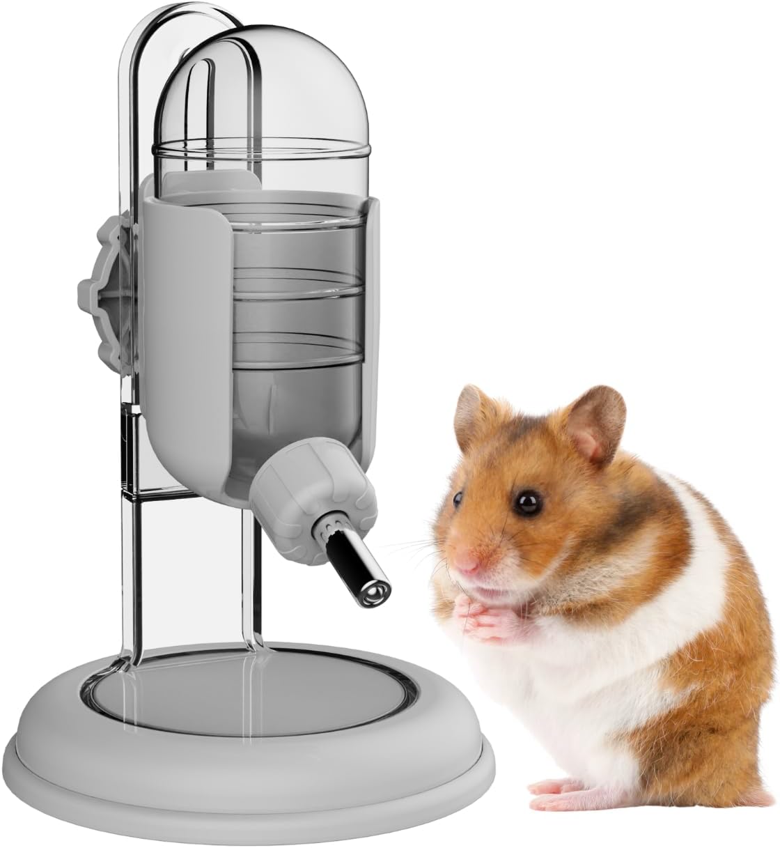 Hamster Water Bottle with Stand, Water Dispenser for Syrian Dwarf Hamsters Gerbils Mice Rats Degus (Gray, 4oz)