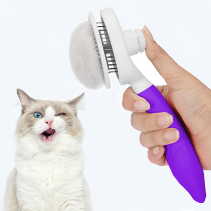 Cat Grooming Brush, Pets Skin Friendly Self Cleaning Slicker Massage Brushes for Shedding Dogs Cats Hair Gentle Remove Loose Undercoat with Long or Short Hairs for All Fur Type- UPGRADED