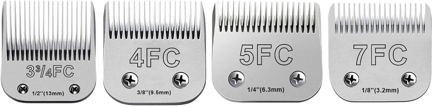 4Pack Dog Grooming Blades Compatible with Andis Dog Clippers,Dog Clipper Blades Compatible with Oster A5,Wahl km10 Dog Clippers for Animal Dog Cat Horse,Stainless-Steel Blade Sharp