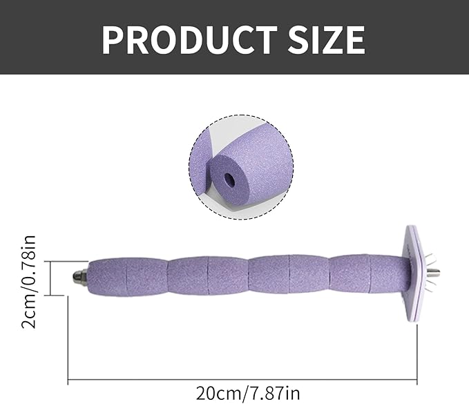 Bird Perch Stand for Parrots – Natural Ceramic Grinding Stick for Beak & Claw Trimming Cage Accessory for Budgies Parakeets Cockatiels Conures Chew Toy with Abrasive Surface (Blue, 7.8Inch)