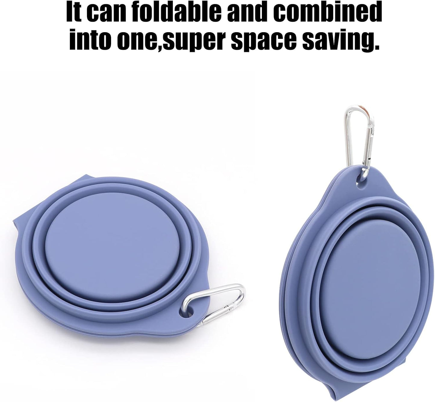 SLSON Collapsible Dog Bowls,Integrated Molding Dog Double Bowl No Plastic Rim 2 in 1 Foldable Pet Food & Water Bowl Cat Feeder Dish for Walking,Hiking,Camping (Taro Purple)