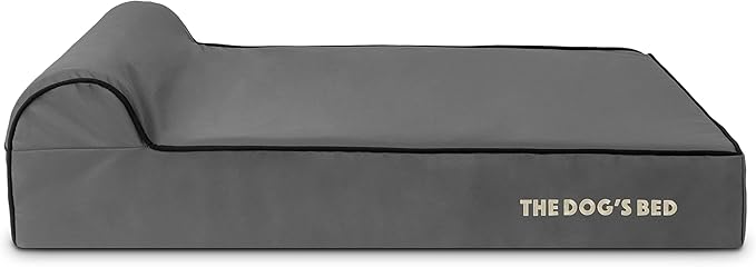 The Dog’s Bed Orthopedic Headrest Dog Bed Large Grey/Black, Memory Foam, Pain Relief: Arthritis, Hip & Elbow Dysplasia, Post Surgery, Lameness, Waterproof Washable Cover